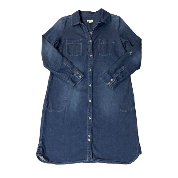 J Jill Denim Dress Womens S Used Blue Button Front - Picture 13 of 14